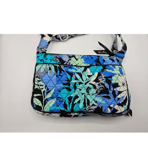 Vera Bradley Abstract Floral Hipster Crossbody Shoulder Bag Blue Green Black‎ - Picture 6 of 8